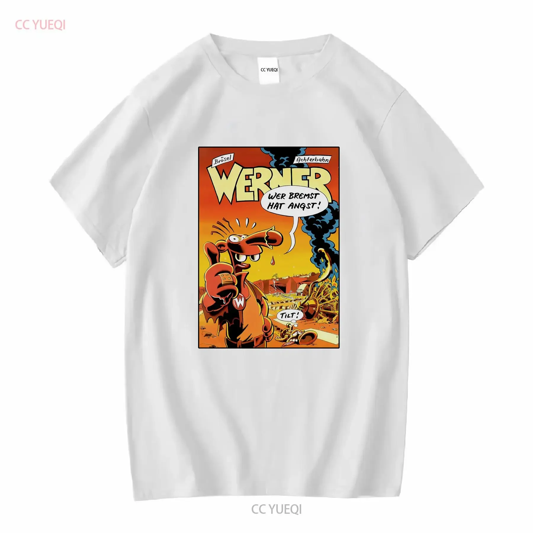 تي شيرت كلاسيكي من التسعينيات من Werner Beinhart تي شيرت متعثر من سلسلة الكتب الهزلية الألمانية الرجعية كاريكاتير شخصية كرتونية طباعة خلفية بيضاء مقاس XL #4