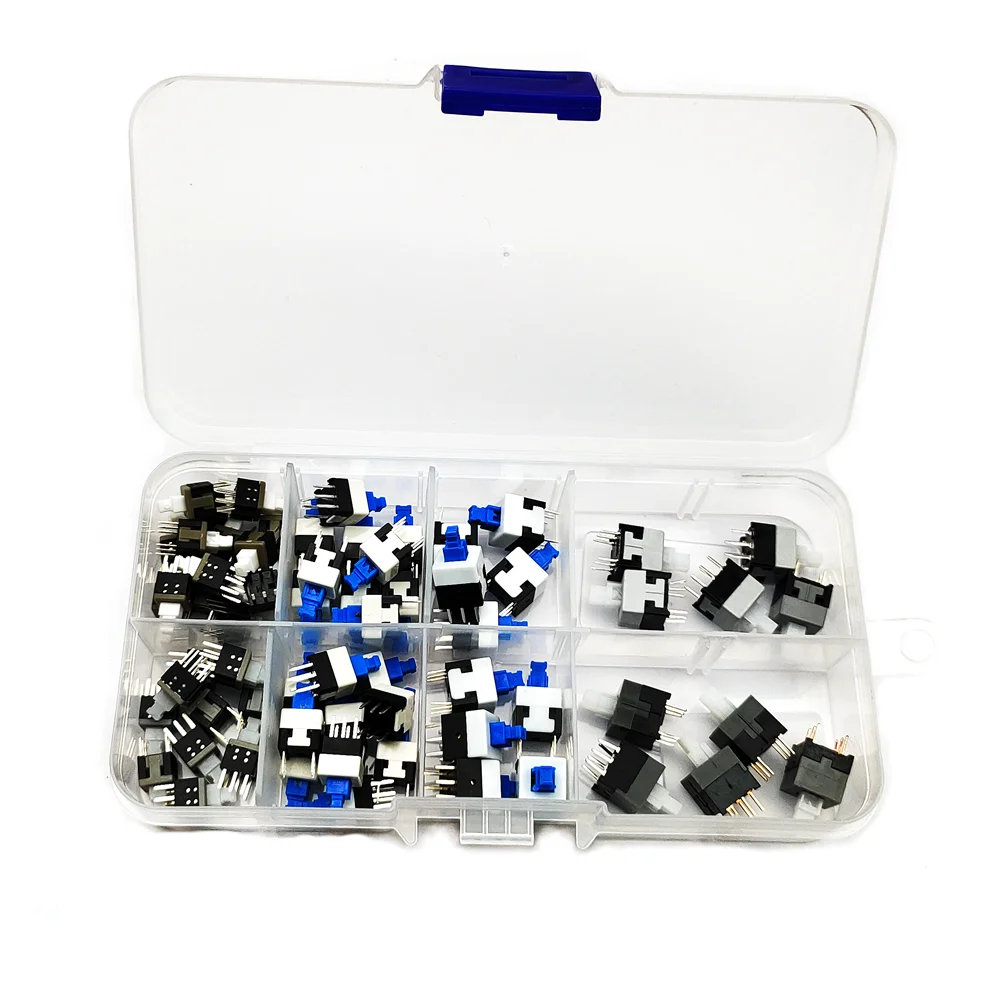 60PCS/LOT 8.5x8.5 8x8 7x7 5.8x5.8mm Self-Locking/Unlocked Push Tactile Power Micro Switch Kit 6 Pin Button Switches