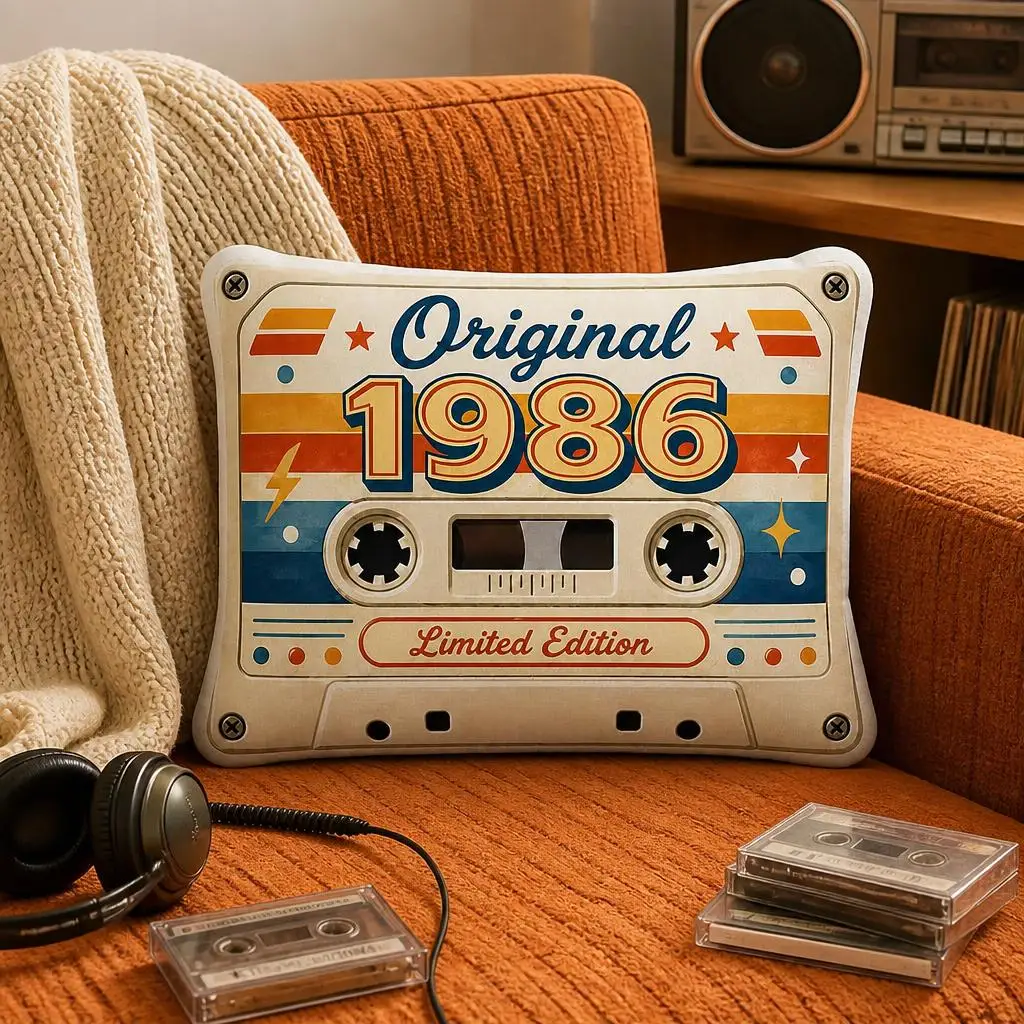 Original 1986 Birthday Vintage Stars Shape Plush Pillow Cushion Funny Stuffed 30 Years Old Throw Pillow Home Decor Gift Sofa Bed