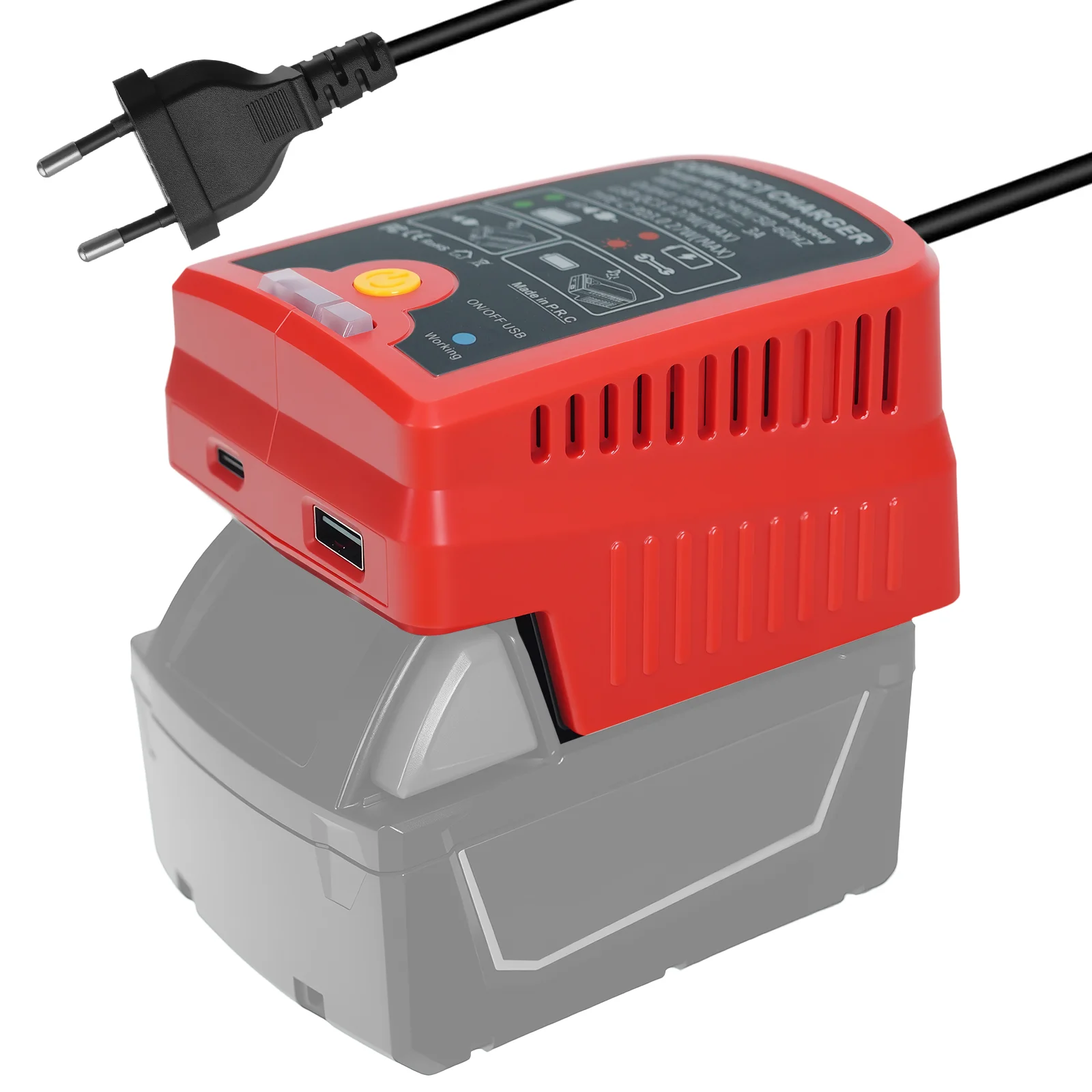 

Battery Charger for Milwaukee 18V Battery with USB & Type-C Output Port Charger Adapter for Battery/Phone/Laptop (No Battery)