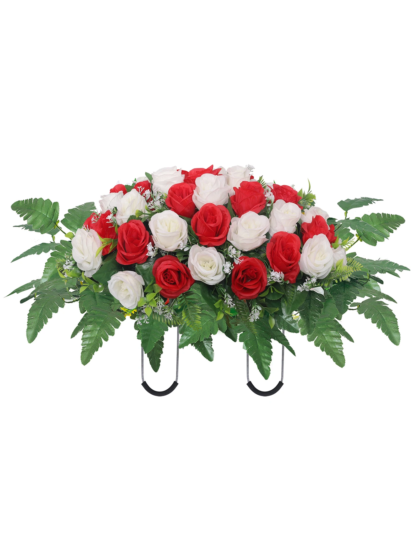 

Artificial Cemetery Flowers Outdoor Grave Saddle Grave Decorations Headstone Decorations Roses Tombstone Memorial Bouquet Grave