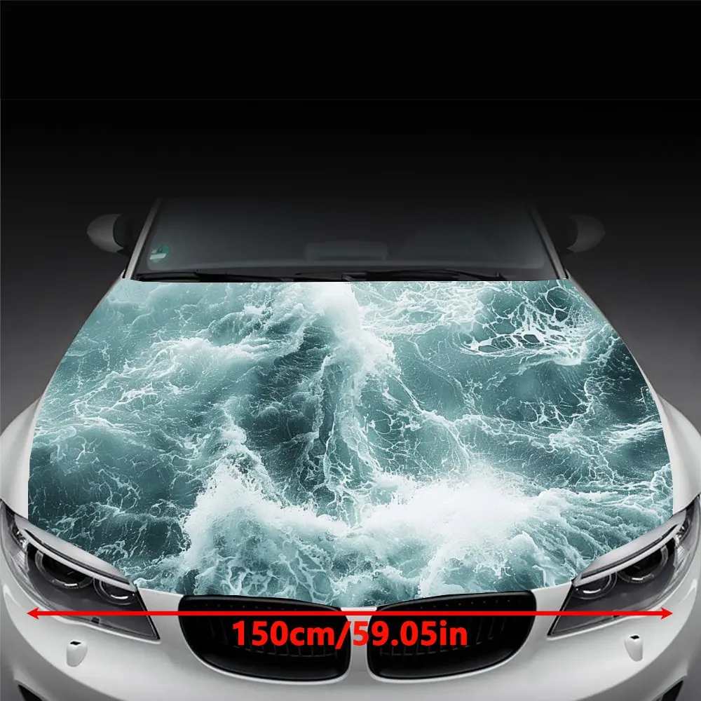 Rough Whirlwind Waves Print Car Hood Wrap Color Vinyl Sticker Truck Graphic Bonnet DIY Auto Accessories Decoration Decal Gift