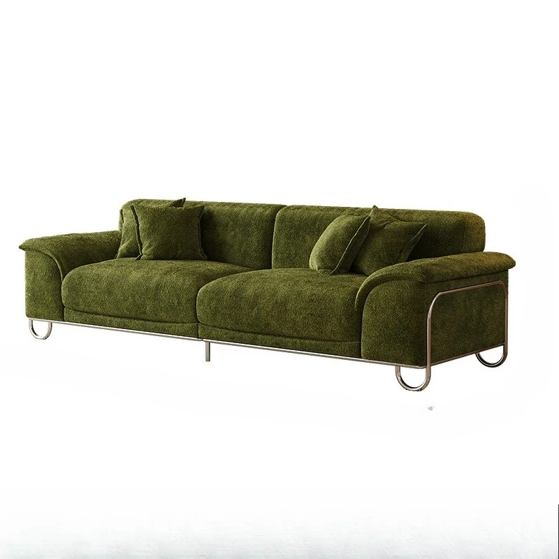 

Retro art sofa three-person sofa living room straight row antique living room small apartment