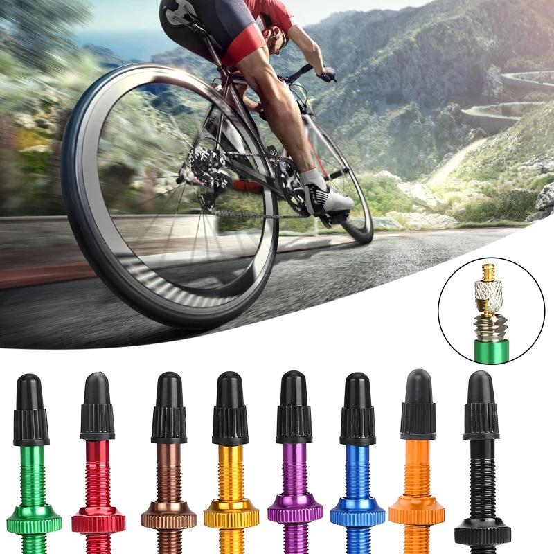 

40MM Bicycle Vacuum Air Valve Durable Alloy Stem Brass Core F/V Presta MTB Bike Tubeless Tire Nozzle Cap Cycling Parts