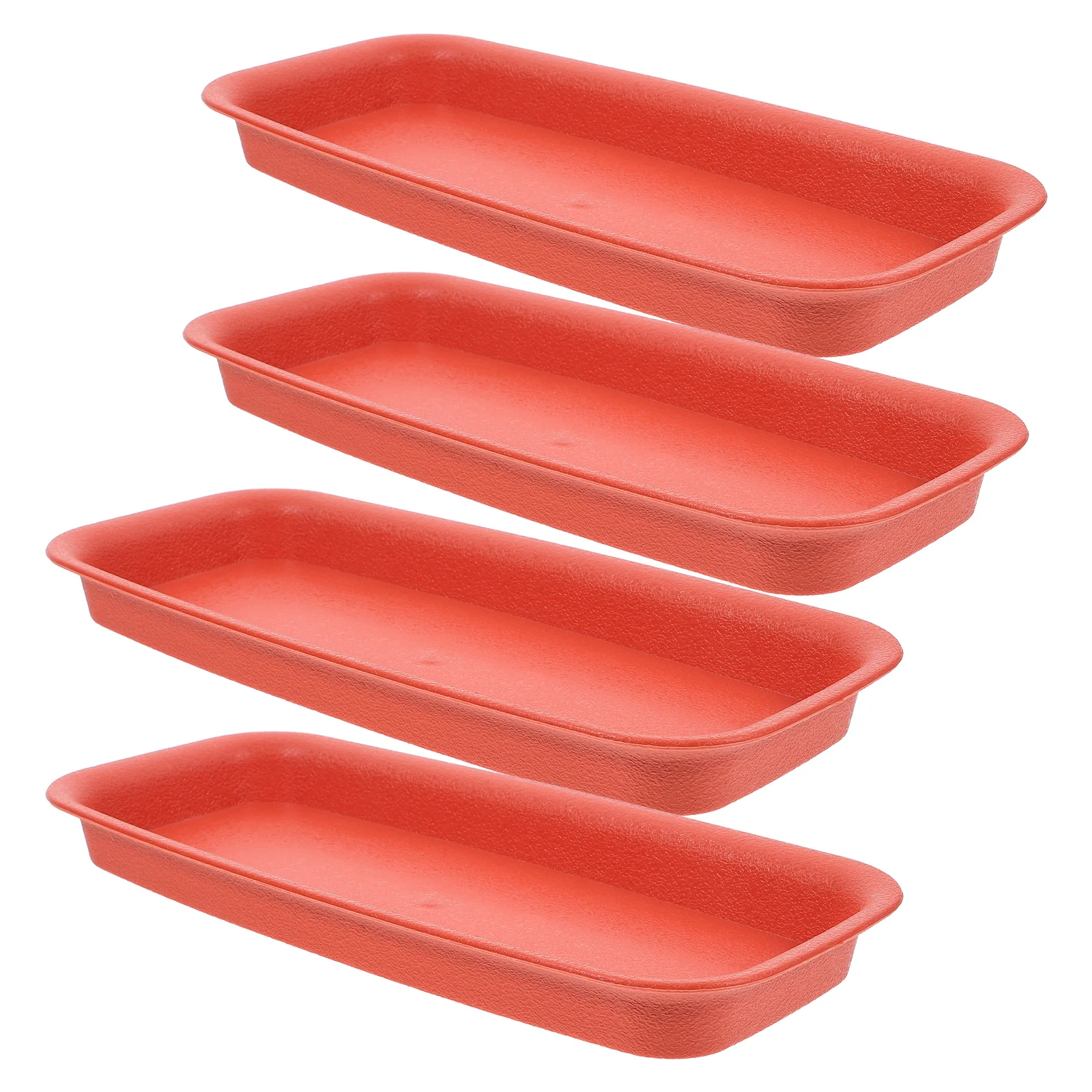 4Pcs Rectangle Plant Saucer Set Deep Groove Waterproof Tray for Indoor Plant Pots Leak Proof Floor Protection Easy Clean Plastic