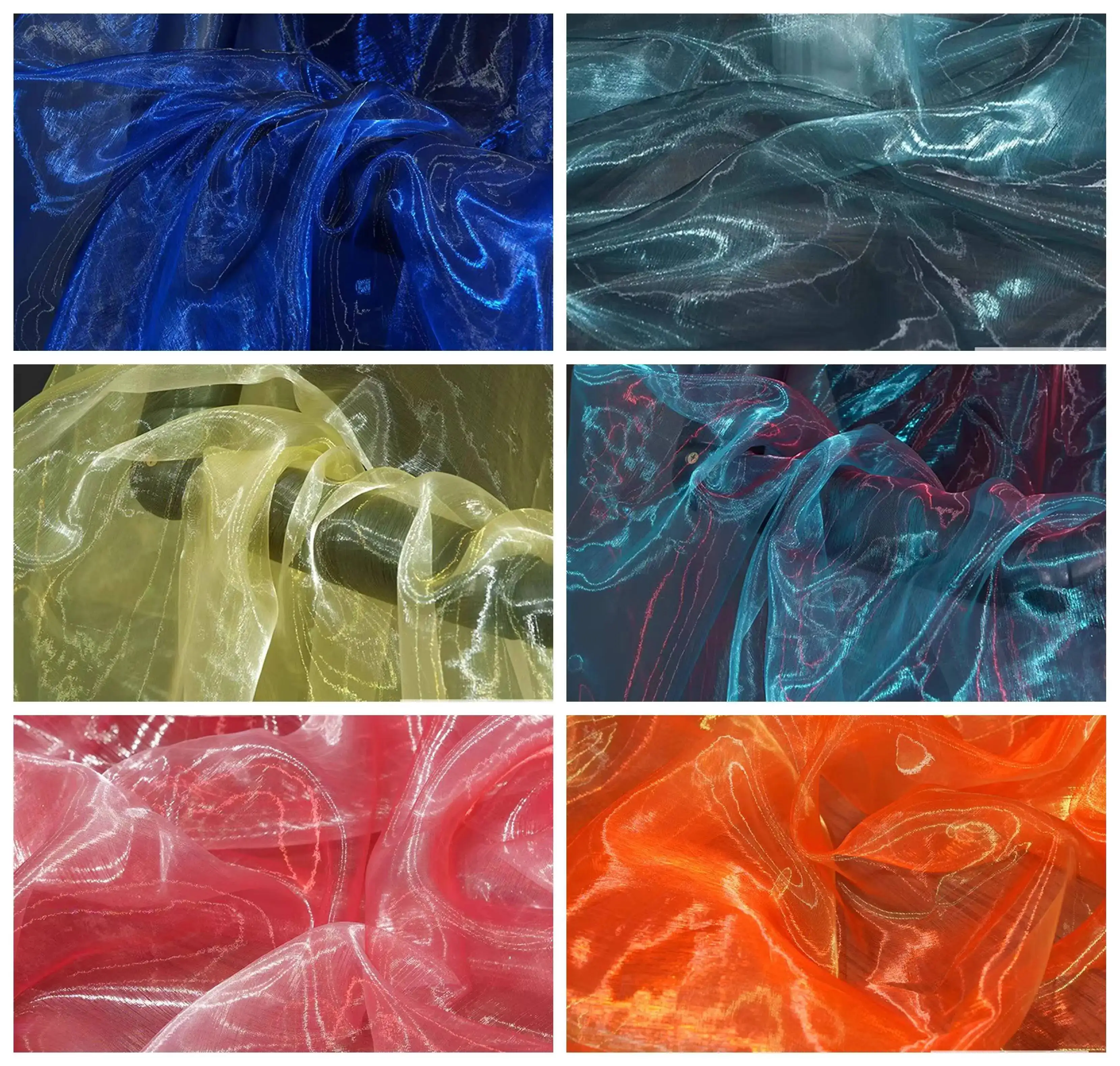 

Gradient Two-Color Organza Fabric By The Meter For Dress Skirt Wedding Decorations Clothing Diy Sewing Cloth Thin Soft Red Blue