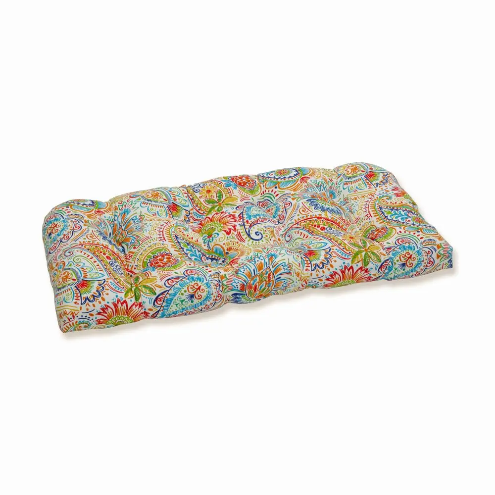 

Paisley Indoor/Outdoor Sofa Setee Swing Cushion, Tufted, Weather, And Fade Resistant, 19"" X 44"", Blue/Green Gilford,