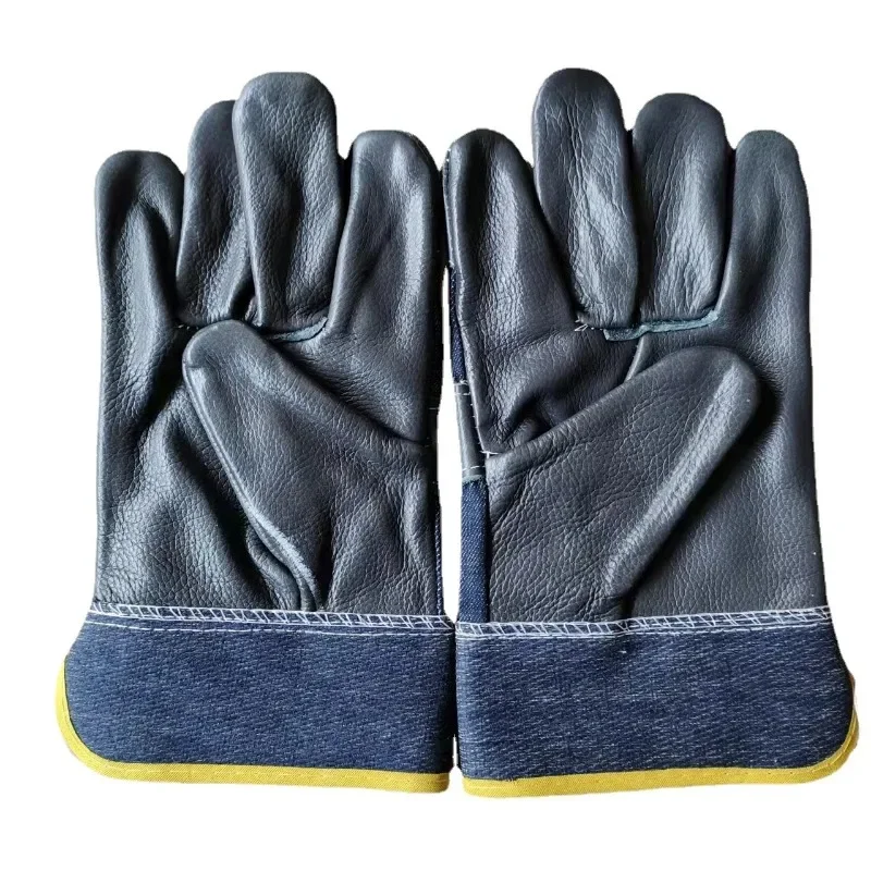 Work Gloves Cowhide Leather Workers Work Welding Safety Protection Garden Sports Motorcycle Driver Wear-resistant Gloves