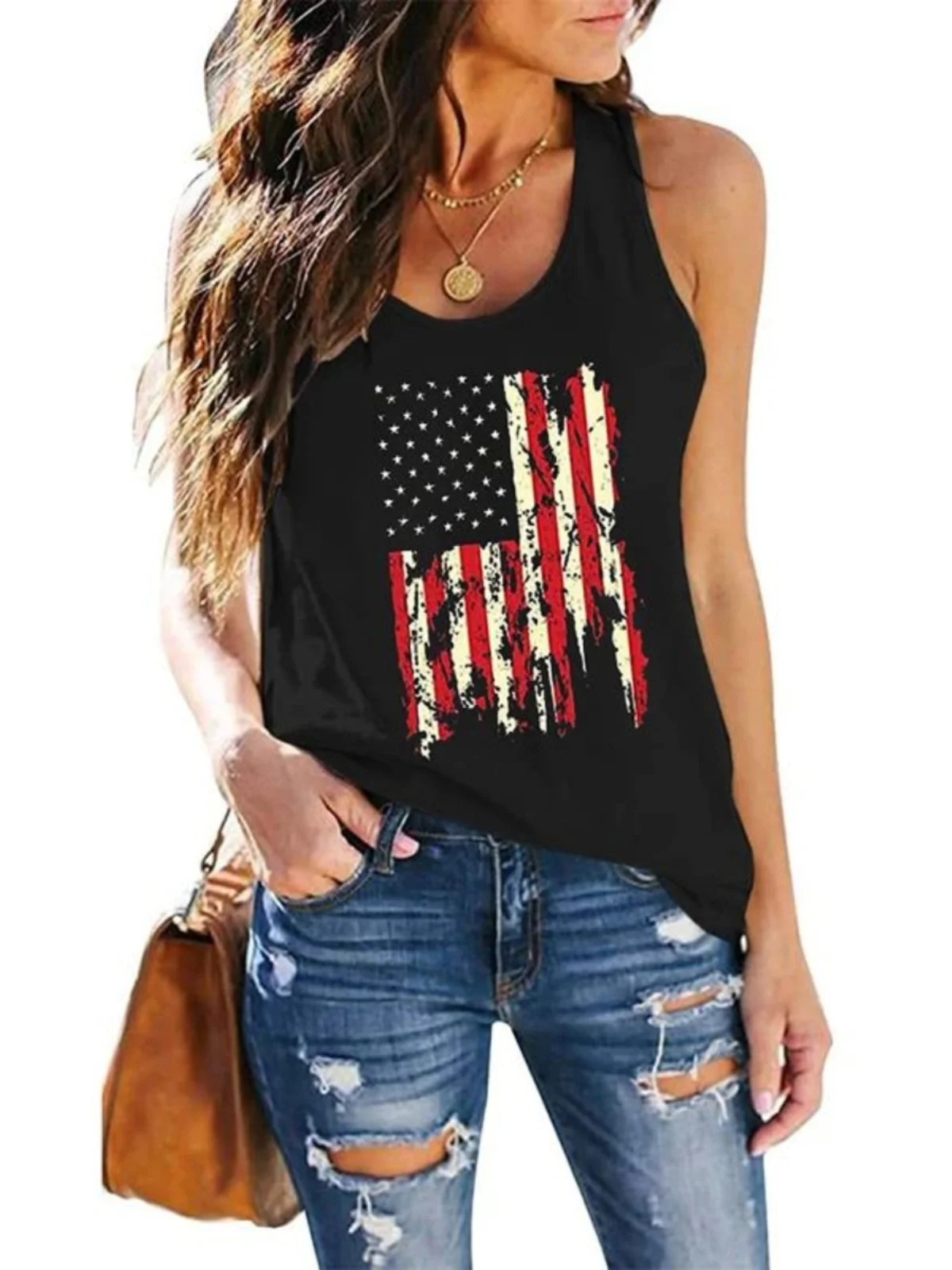 Damska modna, codzienna koszulka bez rękawów z nadrukiem 3D, luźny krój, top na ramiączkach, inne materiały, 00% [materiał], nowości na lato.