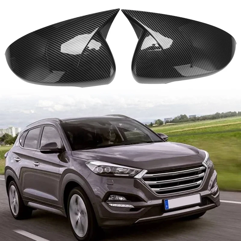 

Car Ox Horn Rearview Side Glass Mirror Cover Trim Frame Side Mirror Caps for Hyundai Tucson 2015-2020