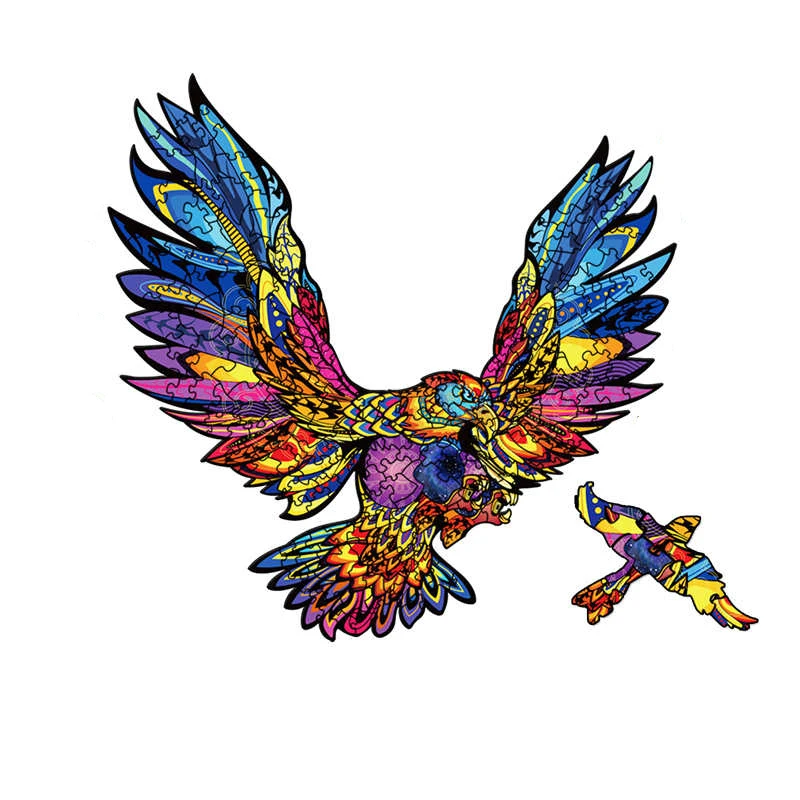 Cool High Quality Wood Jigsaw Puzzle Animal Eagle King Wooden Puzzles Adult Montessori Educational Toys Children Board Game Gift