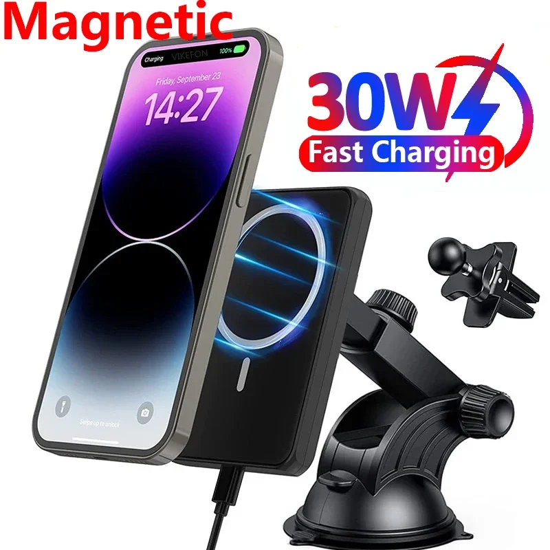 30W Magnetic Car Wireless Chargers Air Vent Phone Holder for iphone 14 13 12 Pro Max Macsafe Car Charger Fast Charging Station