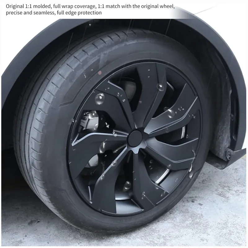 4PCS Hub Cap for Tesla Model Y 19-Inch Wheel Cap Performance Replacement Automobile Full Rim Cover Hubcap Accessories 2018-2024