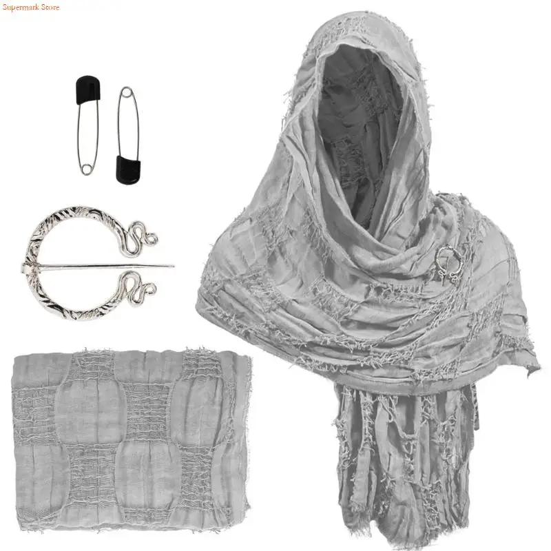 Q5WE Medieval Chal Wrap Post Apocalypic Cosplay Cloak para mujeres Partido temático