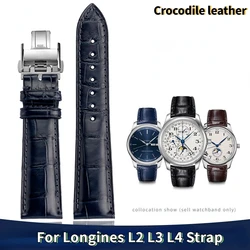 High quality Crocodile Leather Watchband 19mm 20mm 21mm For Longines  L2 L3 L4 Masters COLLECTION Watch Belt Bracelet men Strap