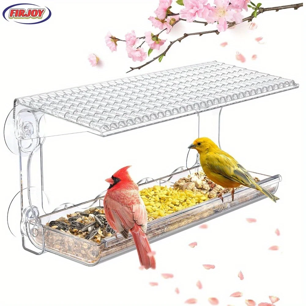 Clear Window Bird Feeder - 1pc Outdoor Transparent Bird Feeding Box with Strong Suction Cups, Window Birdhouse for Garden and Pa