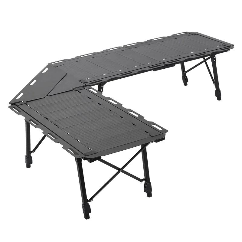 Tactical camping portable IGT table interlocking expandable foldable multifunctional height adjustable aluminum picnic table