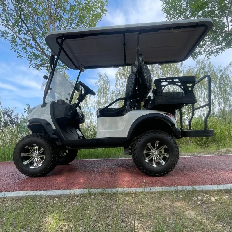 New 48V 4-Seater Lifted Off-Road Electric Golf Cart Lithium Battery Golf Hunting Buggy 14 Inch Wheel Aluminum Seat With Headrest