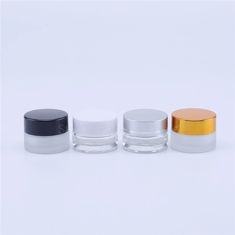 

5g Glass Cream Jars Cosmetic Packaging With Lid Plastic Caps & Inner Liners Round Empty Small Glass Jars 12pcs
