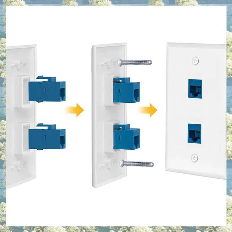 لوحة حائط إيثرنت جديدة مكونة من 4 منافذ، RJ45 Cat6 أنثى إلى أنثى جاك لوحات وجه مقرنة مضمنة، منفذ واحد
