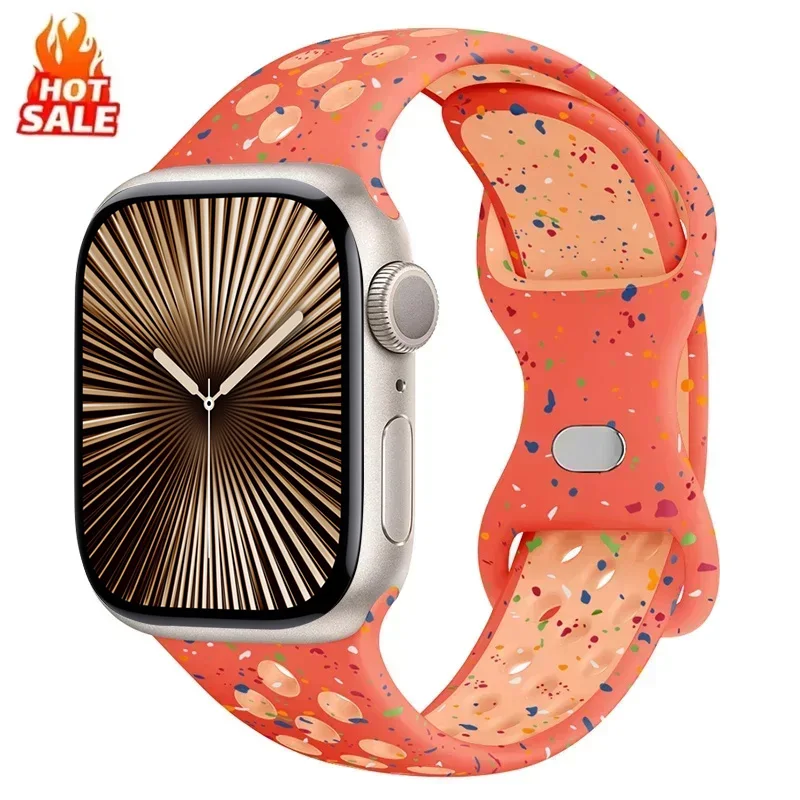 

Поп-силиконовый ремешок для Apple Watch Band 46 мм 42 44 мм 40 мм 45 мм 41 49 мм Спортивный браслет Iwatch Series 10 Ultra 8 9 7 5 3 SE 46 мм