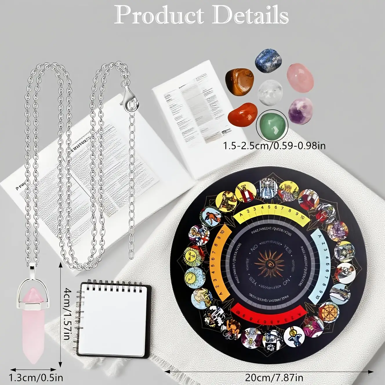 Rubber Ritual Mat, Pendulum - Spirit Pendulum, Suitable for magic Card Enthusiasts, for Halloween, Christmas, witch props, ladies' gifts, various holiday gifts, parties, tabletop games