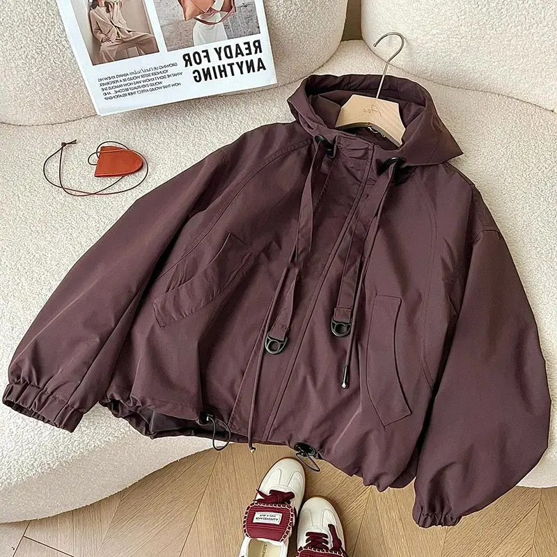 

Женская куртка с капюшоном Design Sense, весна-осень 2021, новая корейская версия, свободный повседневный универсальный топ