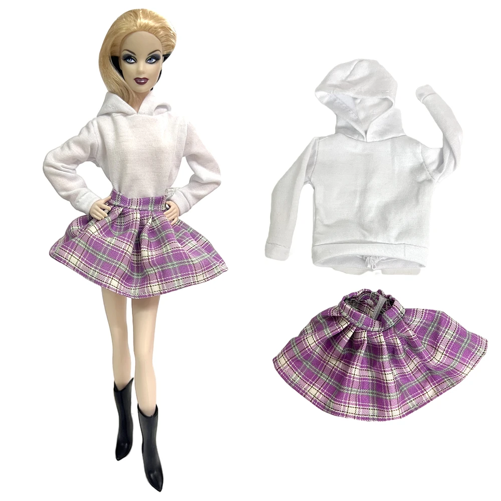 NK Official 1 Set Dolls Outfit For Barbie Clothes Doll TOY White Shite Purple Cute short skirt for student party Toys