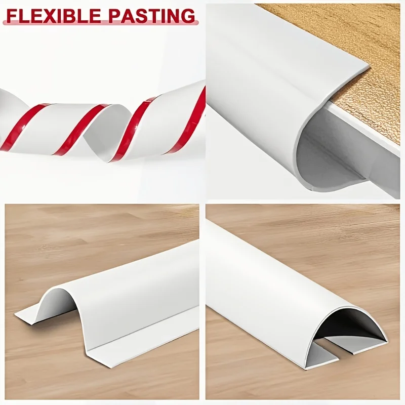 200,66 cm selbstklebender flexibler Kabelkanal ohne Bohren, biegbarer Kabelorganisator, mattweiß, für Wand, Boden, Fußleiste