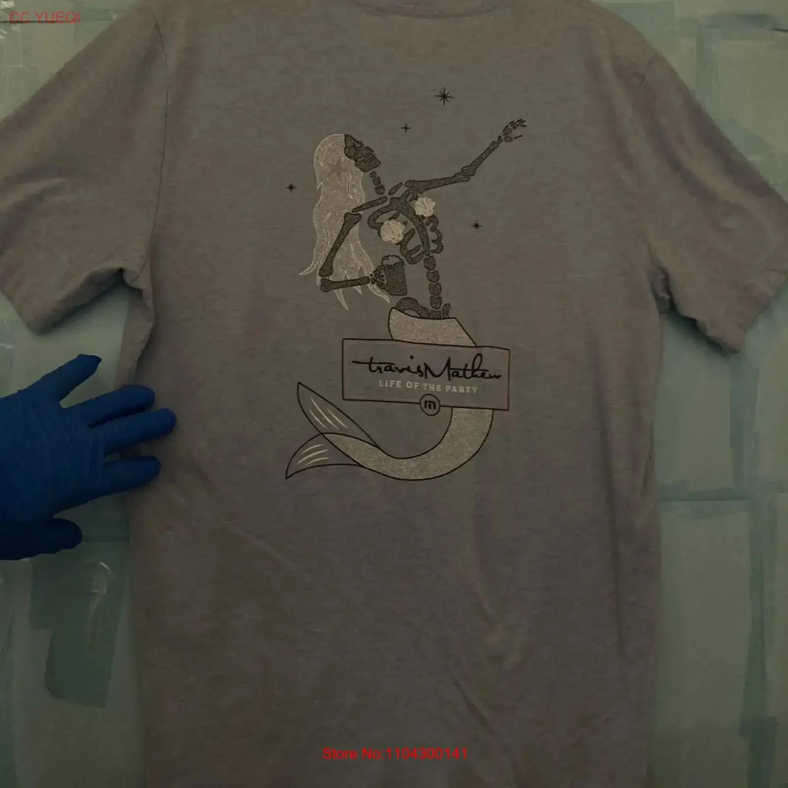 TRAVIS MATHEW LIFE OF THE PARTY T Shirt MEDIUM Light Blue PreOwnd vintage Washed Breathable Soft fashion Stretched Unisex