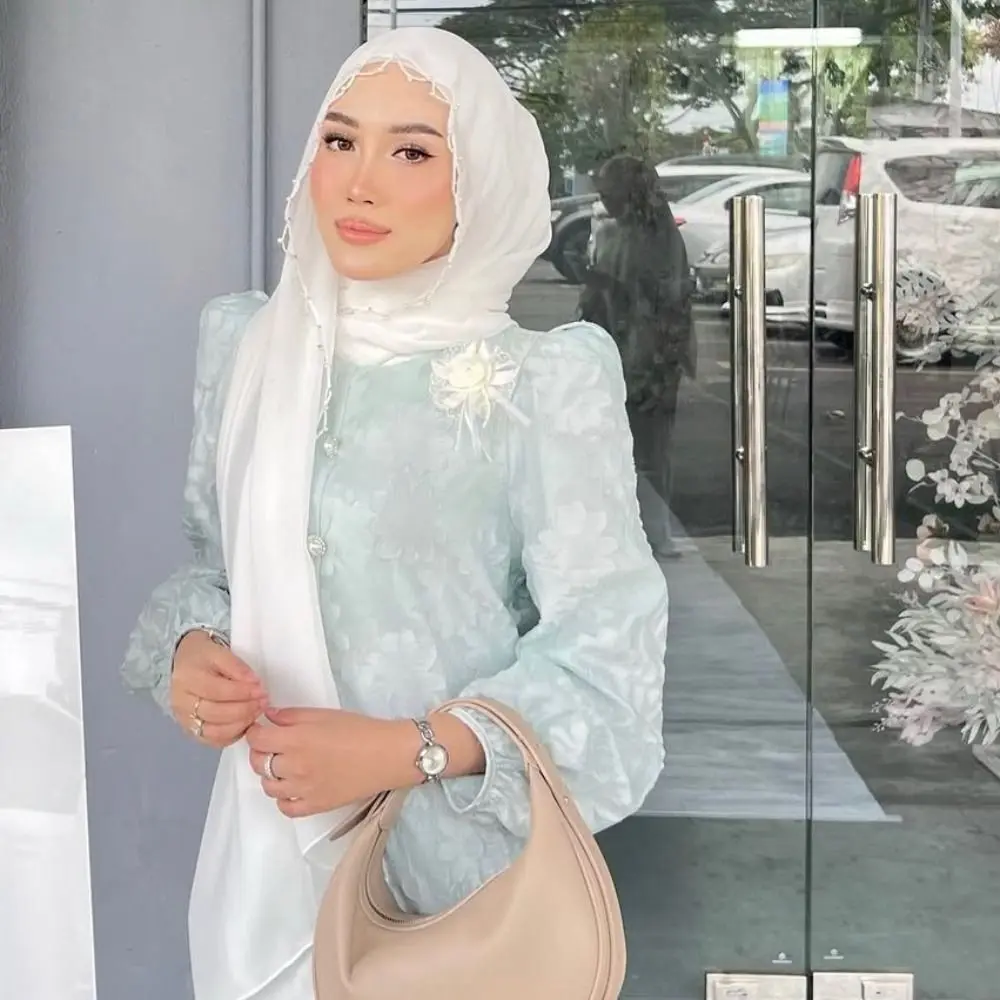 

Элегантный исламский тюрбан с бусинами, шифоновый длинный шарф в этническом стиле, бандана с жемчугом, женский шарф-хиджаб