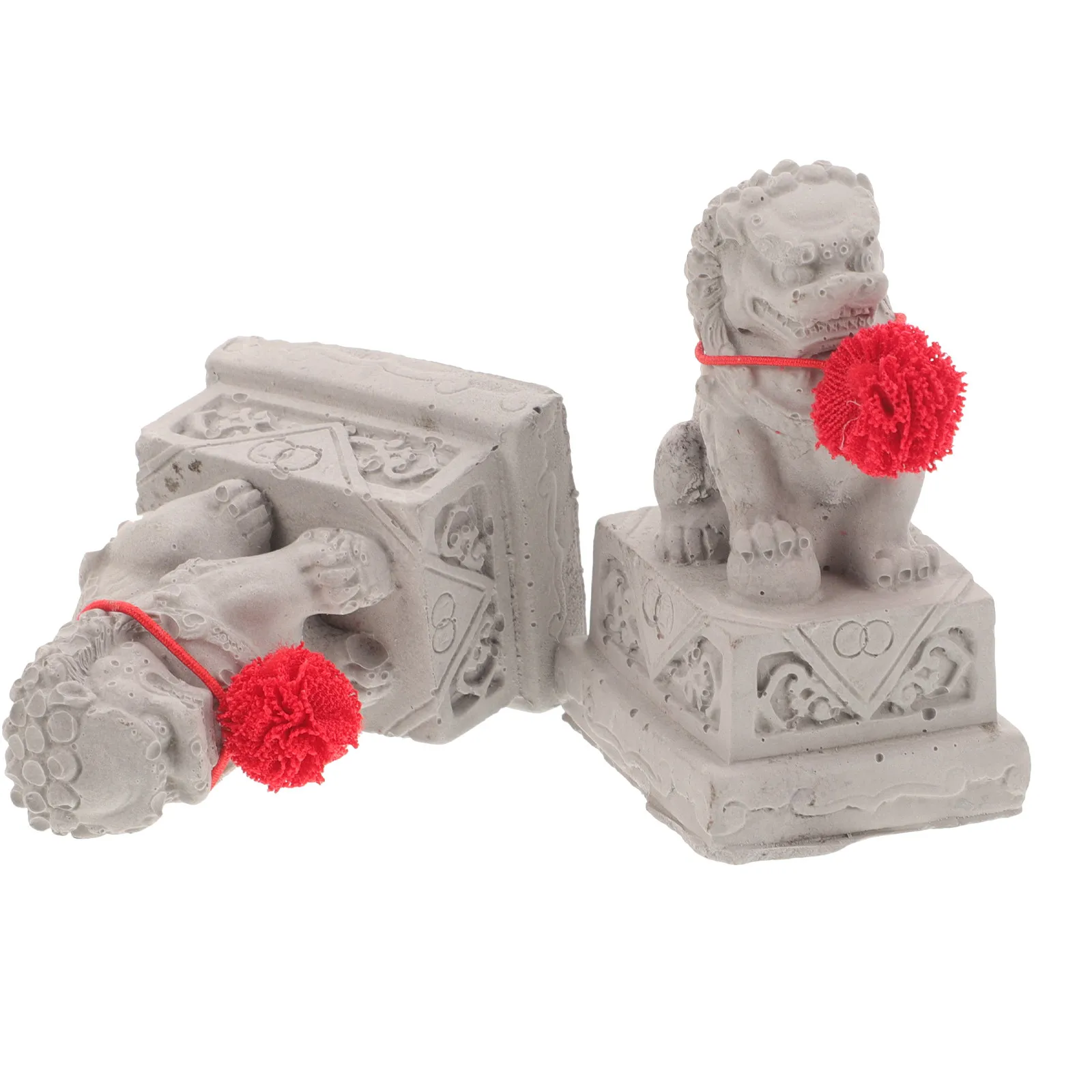 2 Piezas de Mini Estatuas de León Chino, Material Seguro y Ligero, Adorno Decorativo de León para Bandeja de Té, Estante, Mesa de Oficina en Casa, Bendición