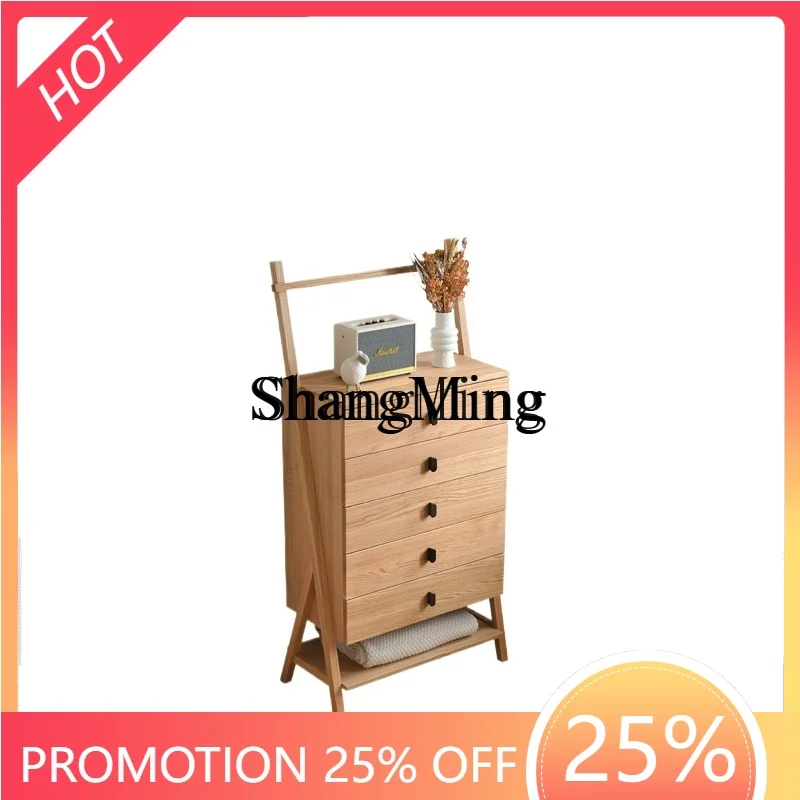 

ZYY premium exquisite pure solid wood chest of drawers living room modern simple red oak bedroom storage cabinet