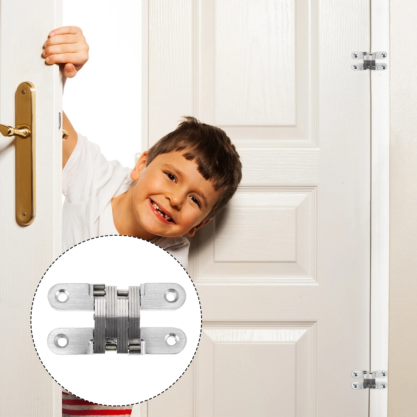

Stainless Steel Auto Close Door Hinge Self Closing Adjustable Hidden Hinges For Cabinet Table Durable Anti Rust Heavy Duty
