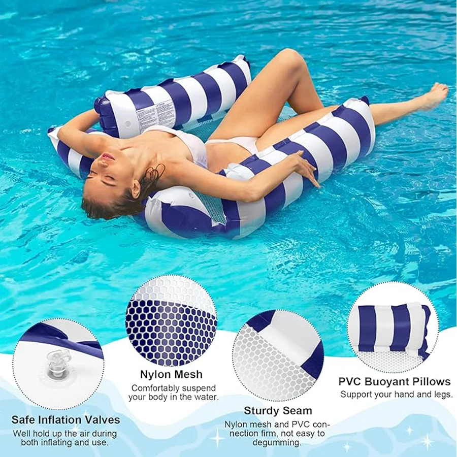 

Inflatable Pool Floats Adult 1Pack 4-in-1 Water Hammock Recliner Floating Row for Pool Party Water Rest Beach Swimming Outdoor
