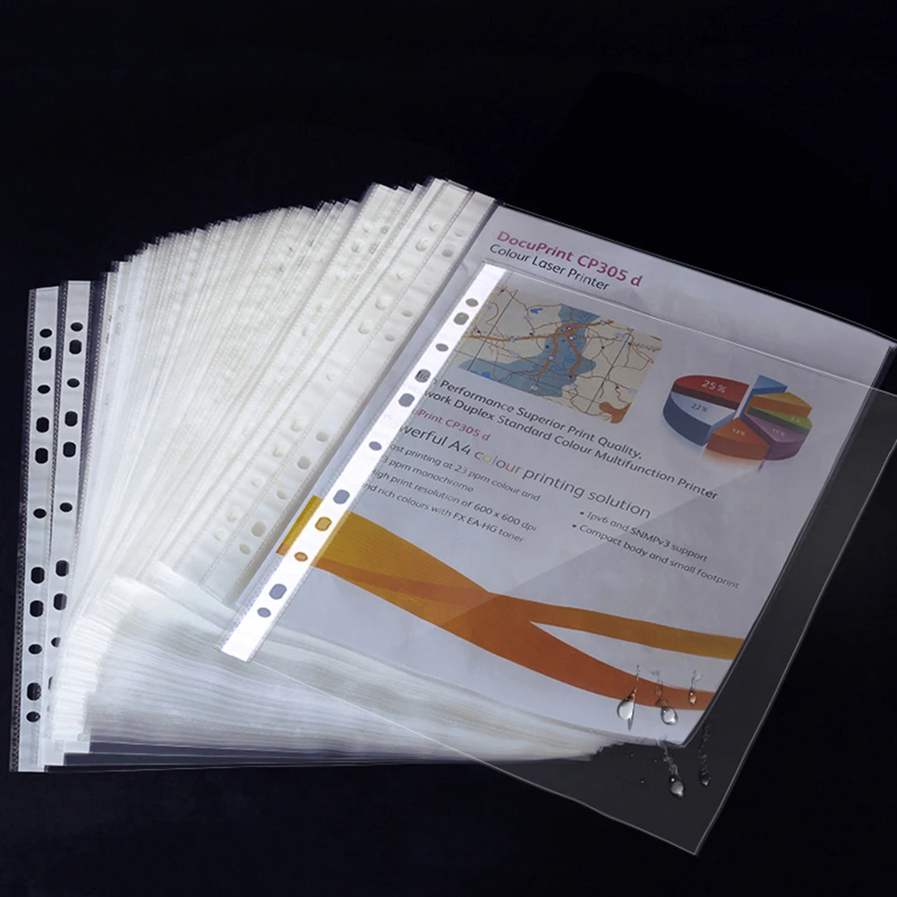 Organizzatore di documenti A4 da 100 pezzi Cartella di file per ufficio impermeabile in PP trasparente Leggero Facile da trasportare Borsa per documenti a prova di strappo