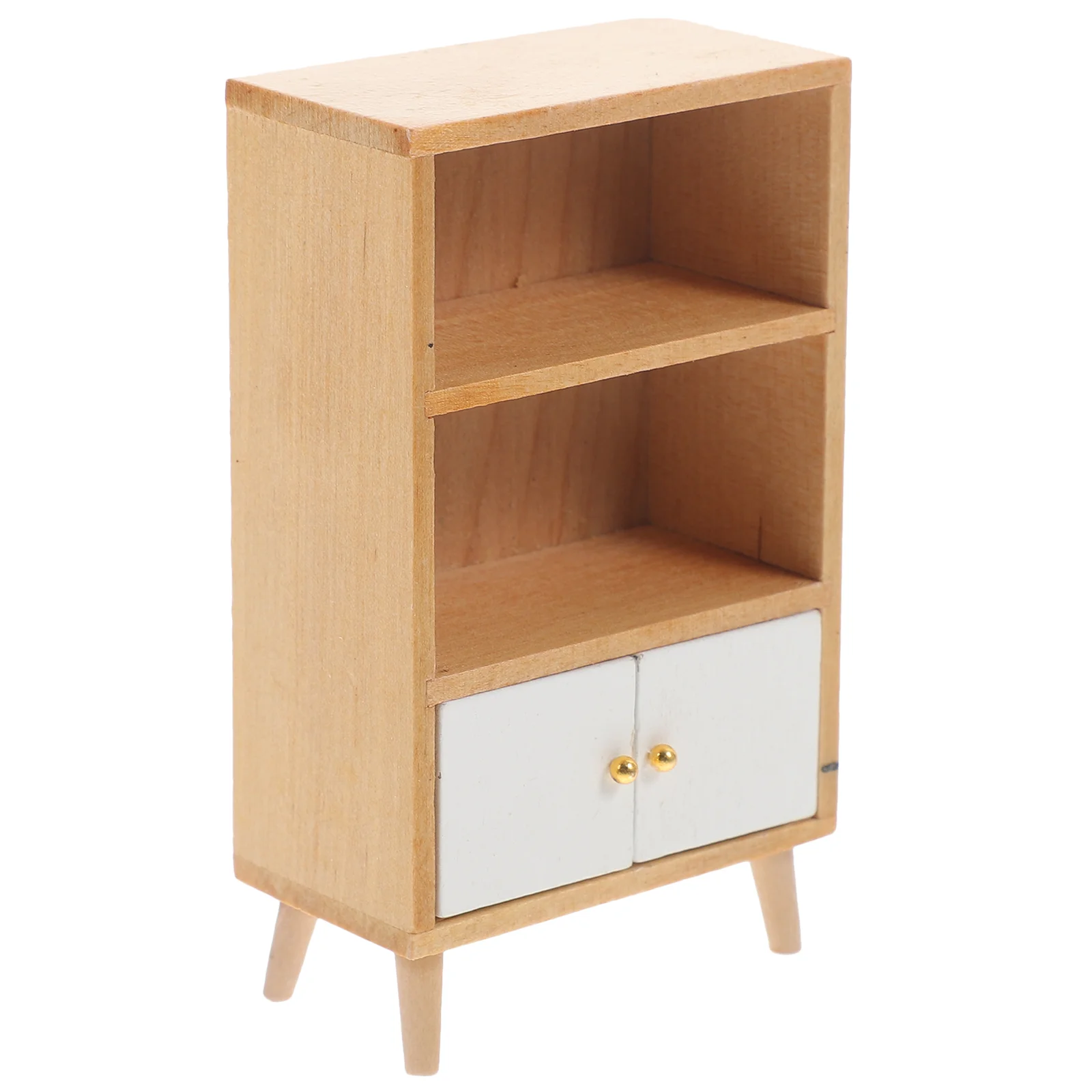 Solid Wood Display Cabinet House Accessories Mini Bookshelf Miniature Ornament Furniture and Miniatures Showcase Child