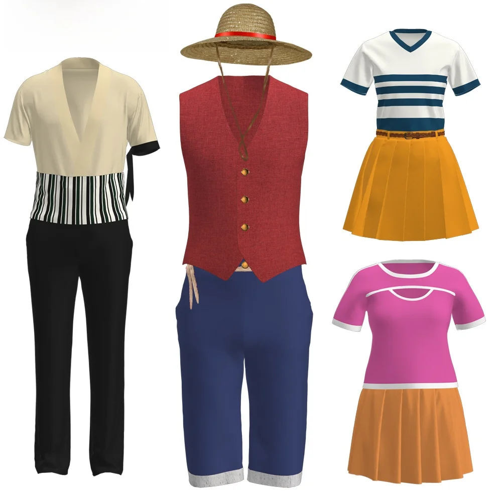 Real-World Movie Version Cosplay Kostüm für Frauen Anime Pirate King Ruffy N Sanji Halloween Performance Outfit Bühnenkostüm