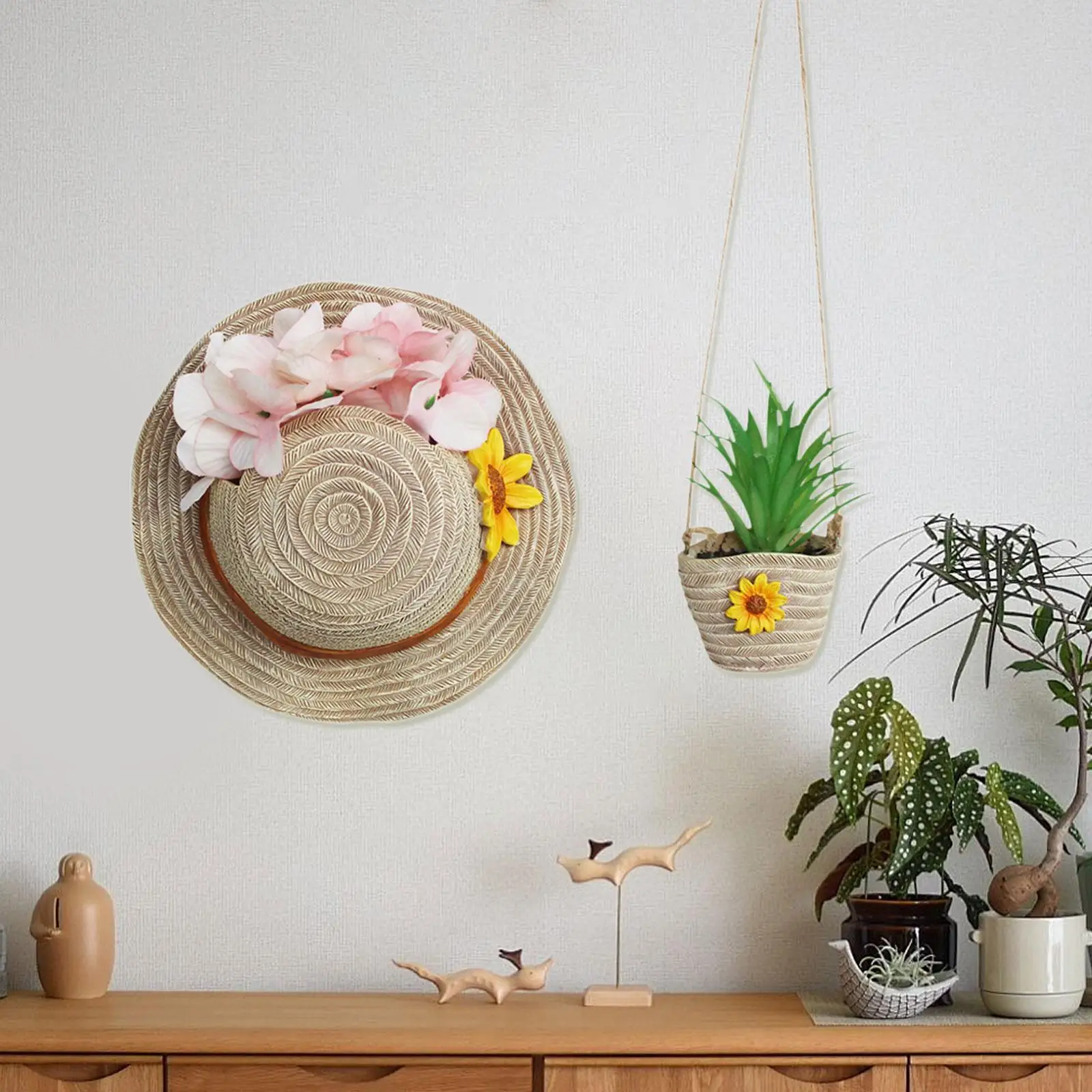 

Bag Flower Pot Container Landscape Ornament Hat Flowerpot Garden Planter Hanging for Entryway Bedroom Living Room Garden Home