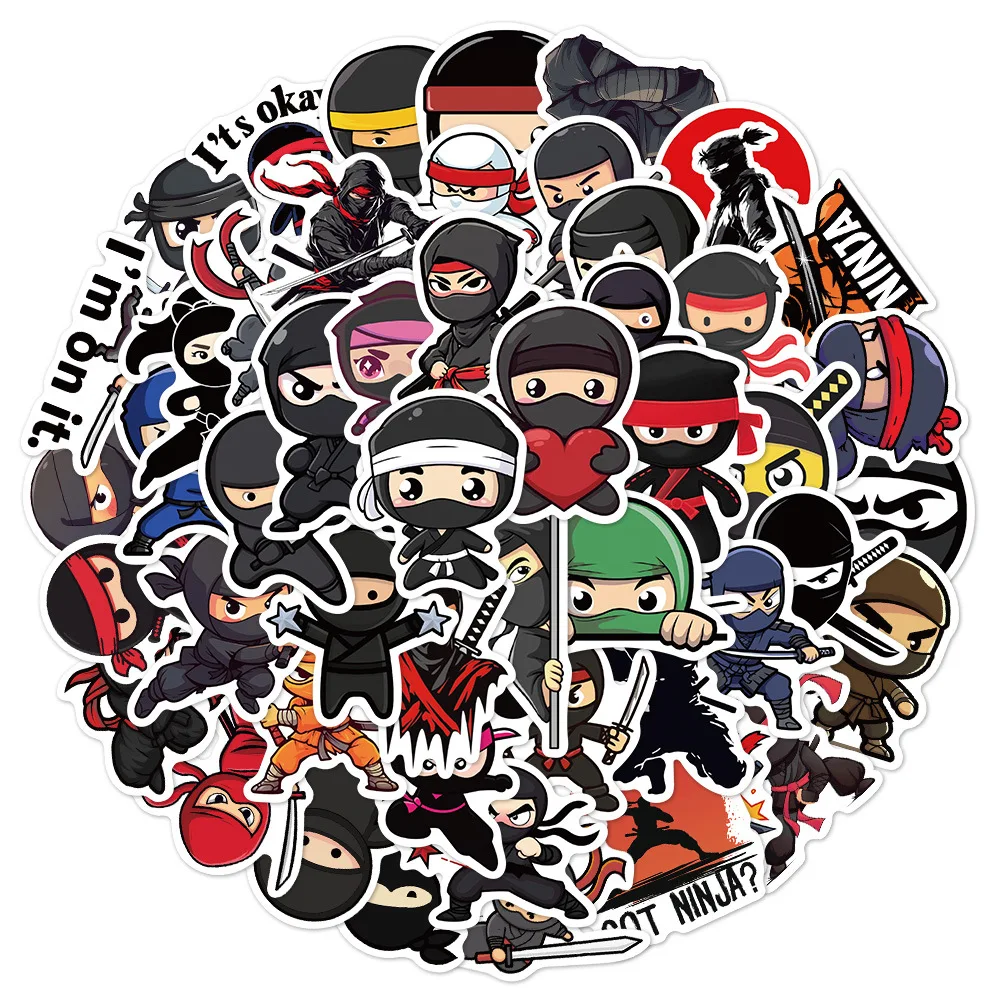 50Pcs Cartoon Ninja Assassin Series Graffiti Stickers For Mobile Phone Shell Skateboard Decorative Stickers DIY Toy Sticker Pack