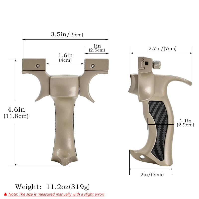 Alloy Glossy Y-Shaped Slingshot Straight-Line Sight Flat Top Clamp Carbon Fiber Texture Grip Outdoor Practice