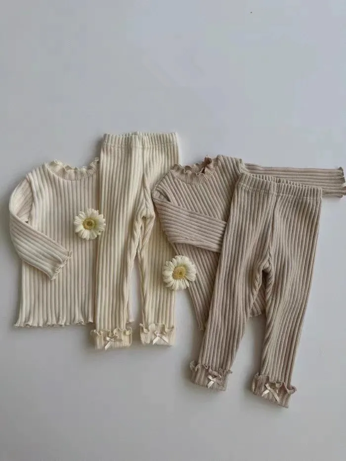 

2025 Autumn New Baby Girl Ribbed Leggings Solid Tights For Infant Girl Cotton Casual Pants Toddler Versatile Slim Fit Trousers