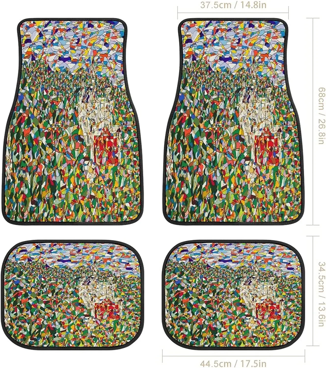 Neuschwanstein Castle Pop Art Car Mats Front&Rear 4-Piece Full Set Carpet Car SUV Truck Floor Mats with Non Slip Back