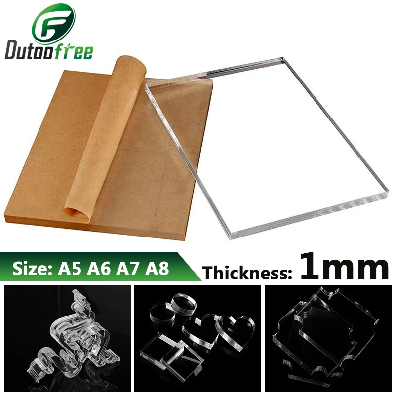 

1PC 1mm Transparent Acrylic Sheet DIY Manual Material Processing Custom Plastic Board Plexiglass Clear Acrylic Board A5 A6 A7 A8