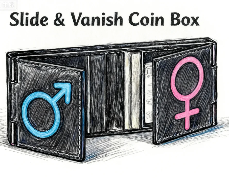 خدعة سحرية لصندوق العملات المعدنية منزلق وتفريغ - دعامة وهمية مضحكة للمسرح للسحرة والحفلات وأداة أداء الإحماء