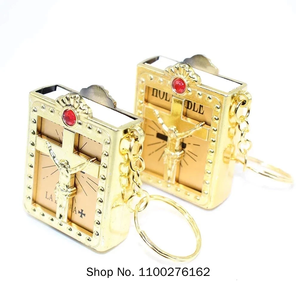 20pcs Spanish Real Mini Holy Bible Keychain, Catholicism Christian Jesus Keychain,First Communion Religion Party Holy Gift