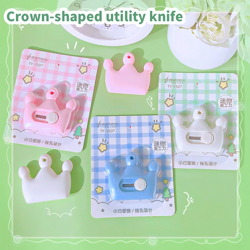 kawaii stationery store Package knife back to school acsesories Box cutter mini utility knife Crown Pocketknives