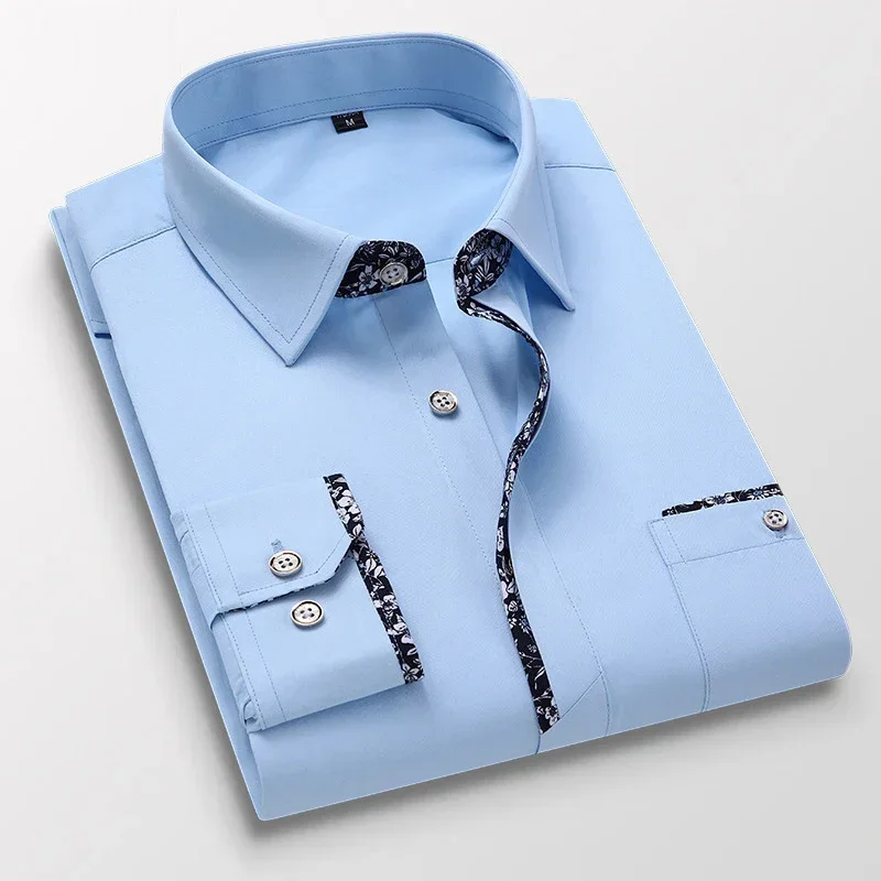 

2022 Tops Printed Luxury Men's Social Formal Shirt Designer Clothes Elegant Shirts For Men Long Sleeve Casual Business Blouse
