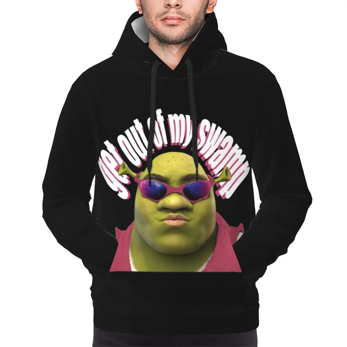 Men Women Pink Shreks Get Out Of My Swamp Funny Meme Hoodie Collar Drawstring Hoodies Pullover Sweatshirts Long Sleeve Shirts