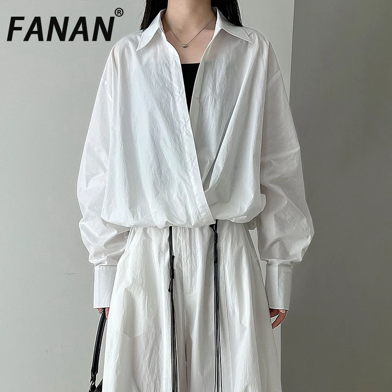 

FANAN офисные женские асимметричные пуловеры, рубашки для женщин, v-образный вырез, длинные рукава, облегающие блузки, элегантные женские топы, новинка осени 2023 г.
